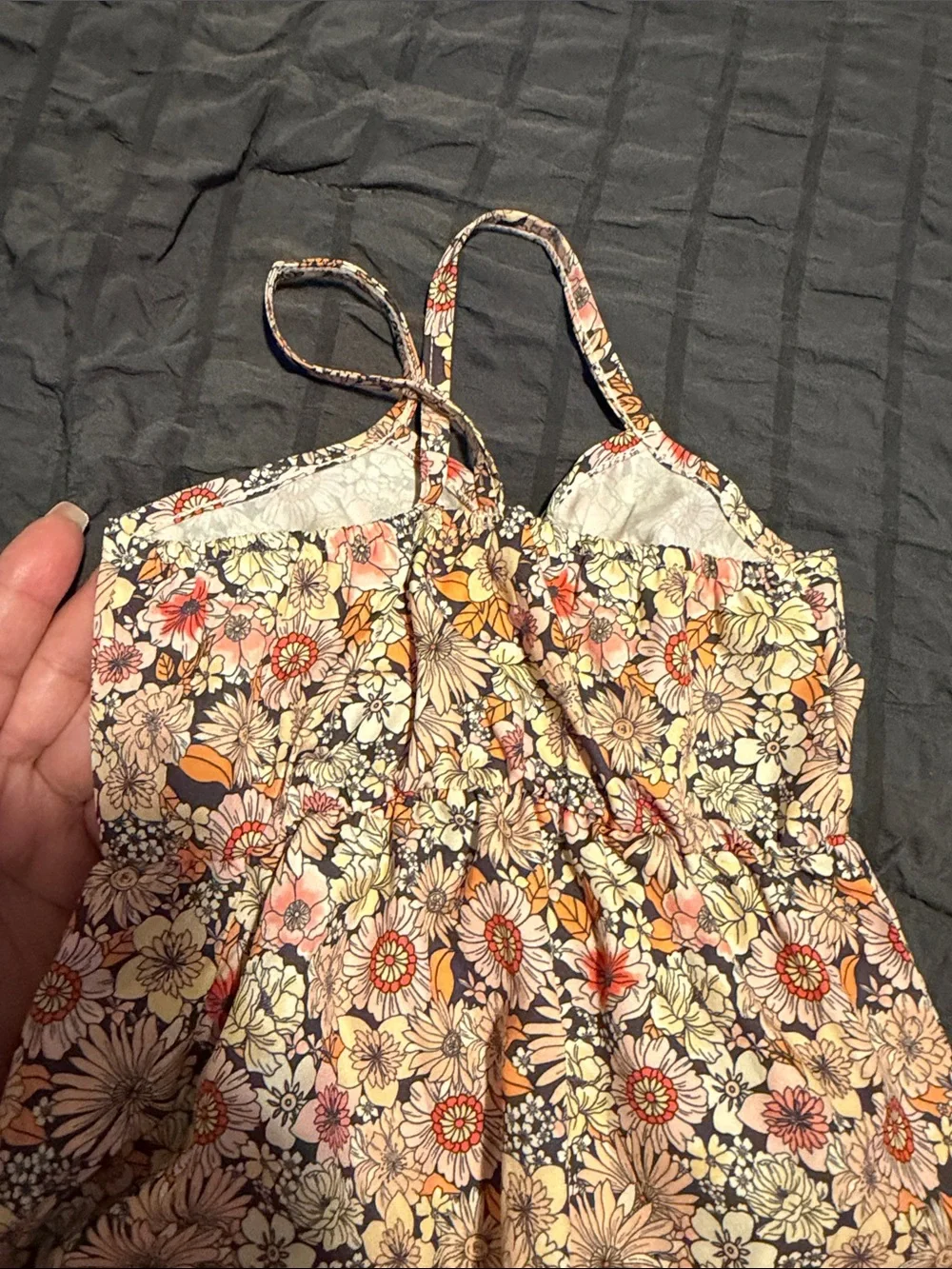 Girls Floral Print Sleeveless Jumpsuit in Multi-Color